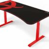 Arozzi Arena Ultrawide Curved Gaming and Office Desk with Full Surface Water Resistant Desk Mat Custom Monitor Mount Cable Management Cut Outs Under The Desk Cable Management Netting - Red