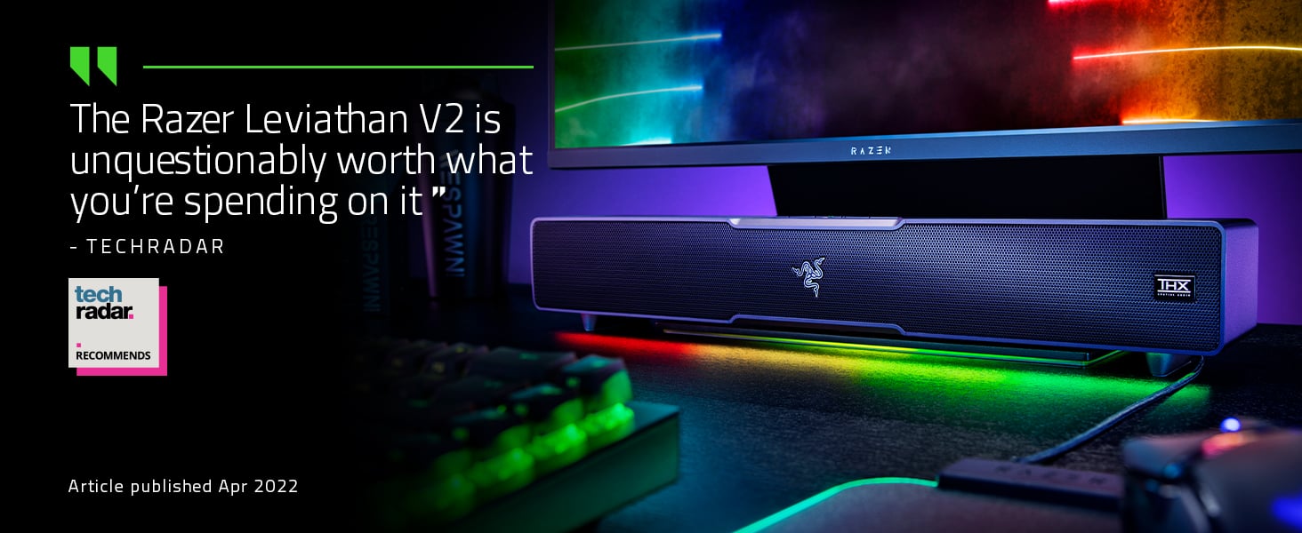 Razer Leviathan V2 Multi-Driver PC Gaming Soundbar with Subwoofer - Slider 1