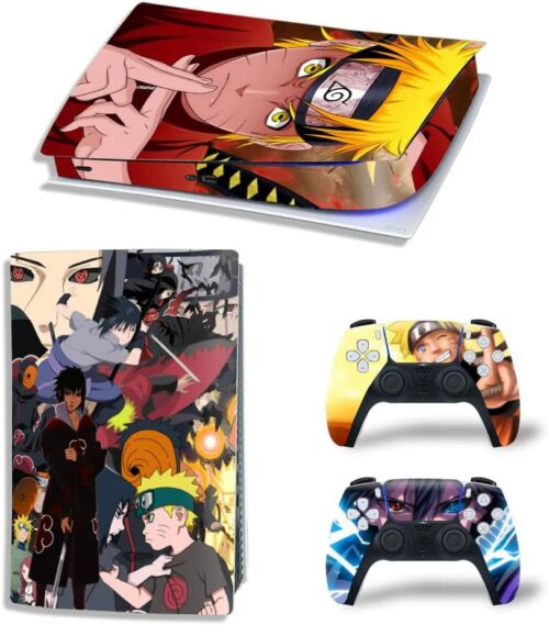 Console Wrap Compatible with PS5 Console Skin and Controller Skins Set, Skin Wrap Decal Sticker Digital Edition, Anime Decal Kit